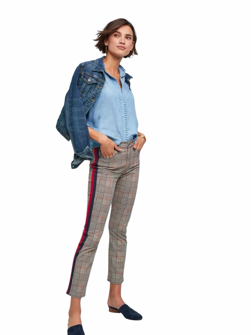 MOTHER The Insider High Rise Plaid Skinny Ankle Jeans Size 24 Made USA EUC